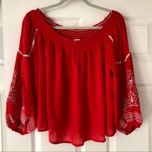 Embroidered Off-the-Shoulder Blouse